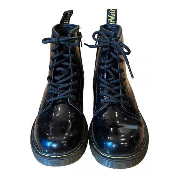 Dr Martens Youth Kids Black Delaney Side Zip Boots Glossy Sz 3 DOC Docs - Picture 2 of 11
